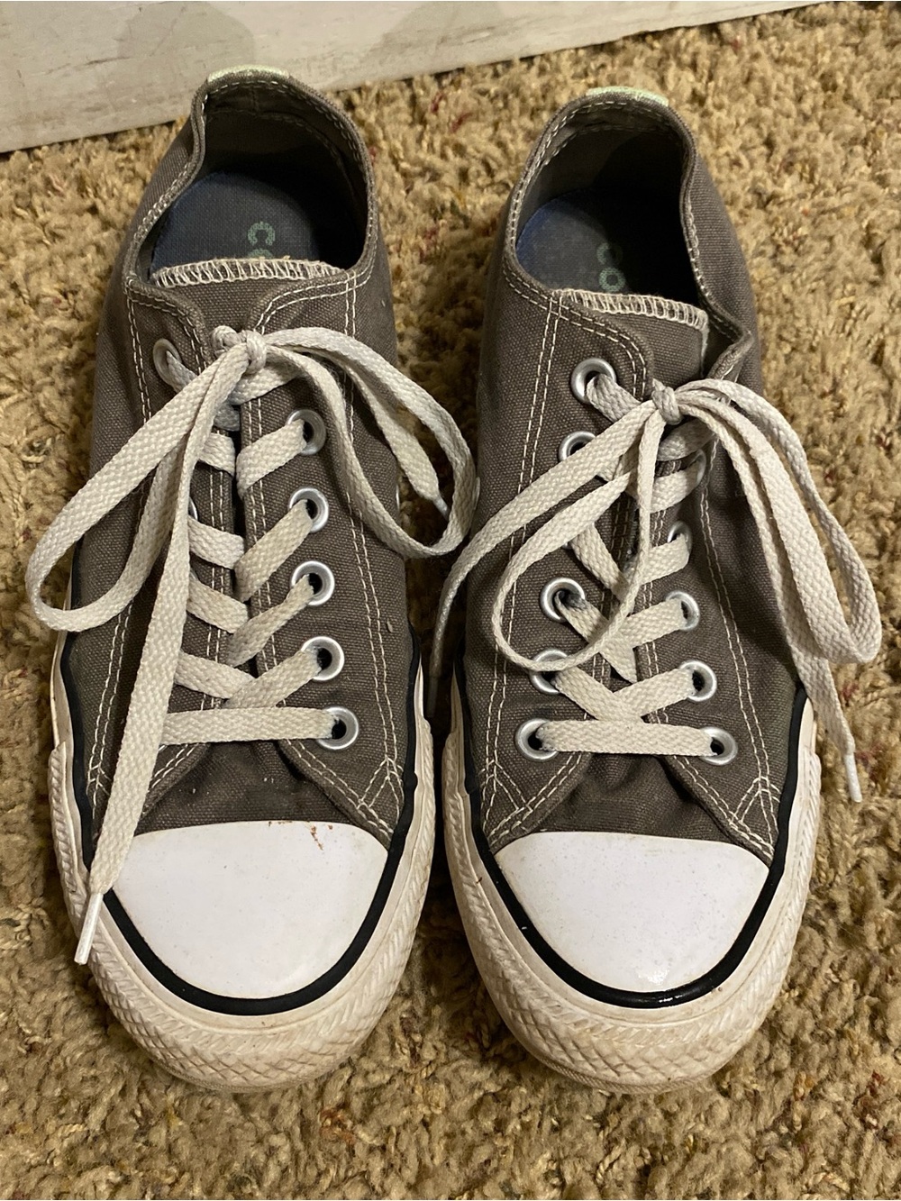 Converse Gray Canvas Low Top Sneakers with White Toe Caps